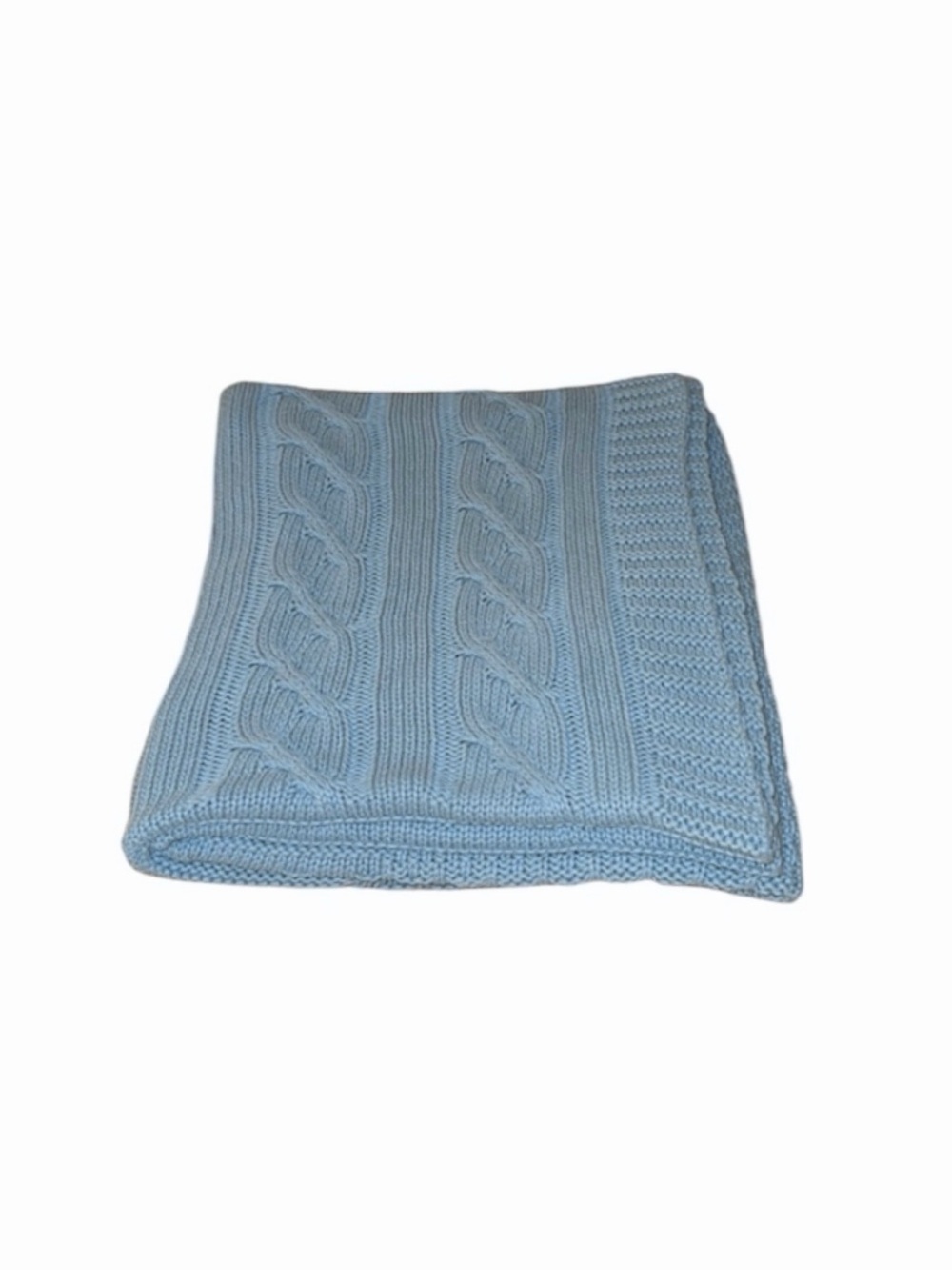 Pottery Barn Dusty Blue Cable Knit Throw Blanket